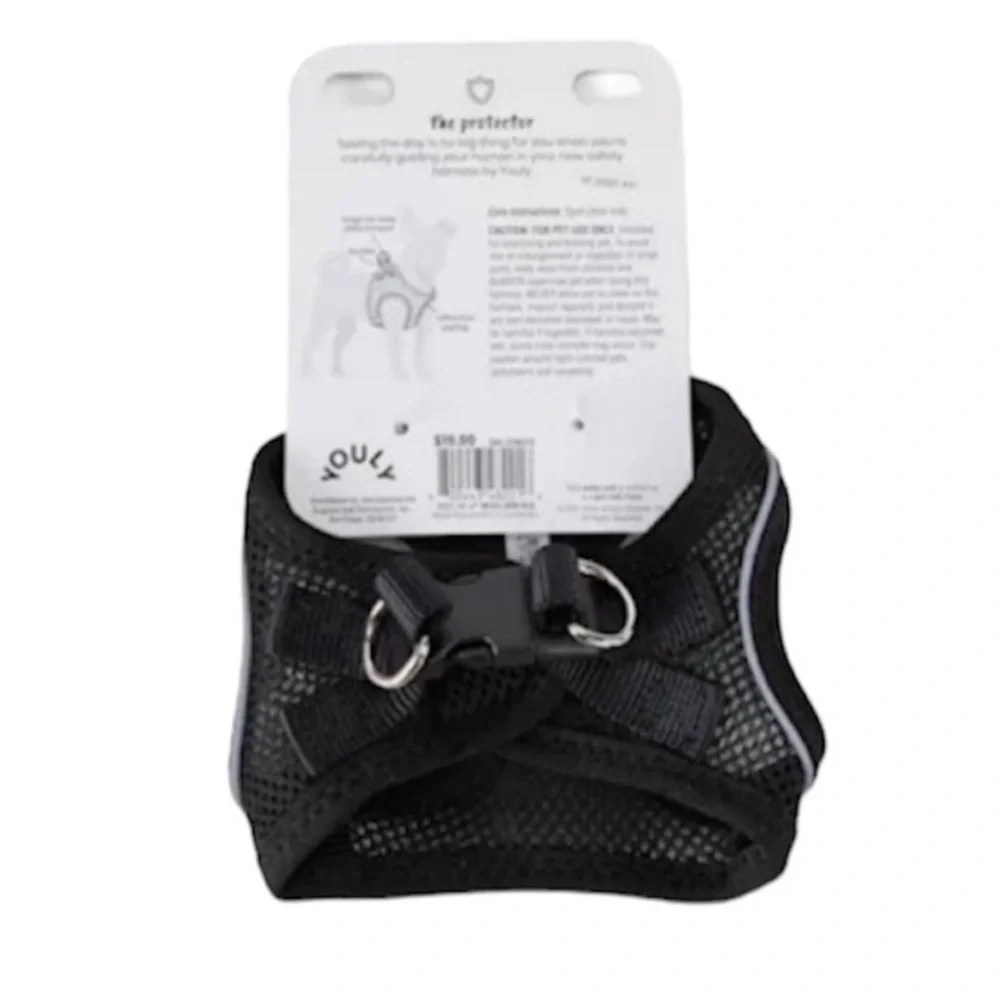 YOULY Black Reflective Mesh Dog Harness, XX-Small/X-Small